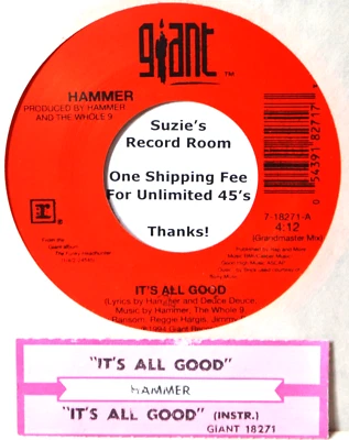 Hammer (M.C.) It's All Good Jukebox Strip & 45 7" Vinyl Hip Hop -Check Coupons! Foto 1 de 3
