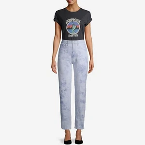 Jordache Vintage Women's High Rise Heather Straight Leg Jeans, Tie Dye, Size 29 - Picture 1 of 6