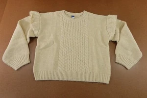 Old Navy Girls Size XXL (18) Beige Ruffled Crew-Neck Pullover Sweater NWT - Picture 1 of 10