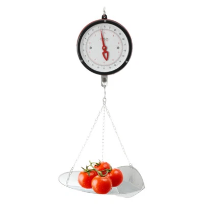 Escala colgante mecánica esfera doble cara 10 kg/22 lb con bandeja/cadena negro rojo Foto 1 de 4