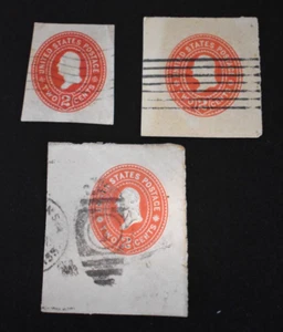3 - 1899 - U.S. Envelope Cuts Sc# U363 2 Cent Washington - Used - Picture 1 of 2
