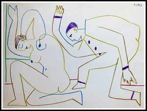 Pablo PICASSO (después) - Comedia humana V, 1954, litografía - Imagen 1 de 4