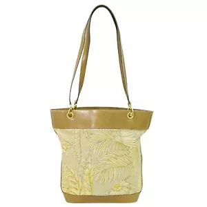 Bolso de Hombro Salvatore Ferragamo Botánico Lona Cuero Beige Marrón - Imagen 1 de 10