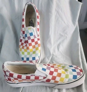 Vans Slip-On Checkerboard Rainbow/ White Shoes Women's Size 7.5 Men’s 6  - Bild 1 von 9