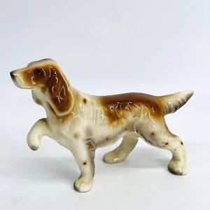 VTG MID-CENTURY JAPAN CERAMIC GLAZED GLOSSY COCKER SPANIEL PUPPY DOG FIGURINE - Picture 1 of 14