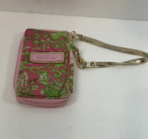 Lilly Pulitzer Wristlet Card Phone Carrying Case pink and green  - Picture 1 of 4
