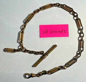 POCKET WATCH CHAIN VICTORIAN 12 INCHES LONG VERY NICE METAL CHAIN GOLD FILLED ? - Picture 1 of 4
