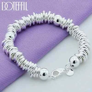 Pulsera DOTEFFIL 925 Plata de Ley Cuentas Sólidas Círculo Completo Cadena Joyería - Imagen 1 de 4