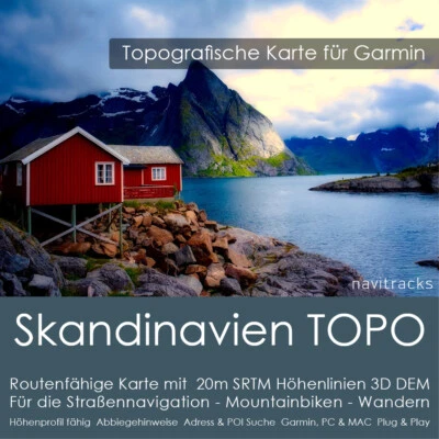 Skandinavien Topo Garmin Karte 8GB Karte für Navigationsgerät sowie PC & MAC - Bild 1 von 4