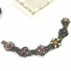 Vintage Sweet Romance Victorian Floral Rhinestone Statement Bracelet 8” Colorful - Picture 1 of 8