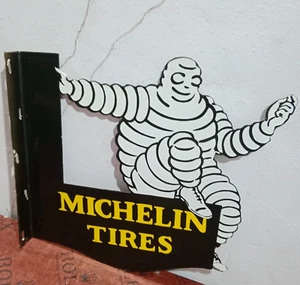 Michelin Tires Porcelain Enamel Sign 22 x 18 Inches 2 Sided - Picture 1 of 4