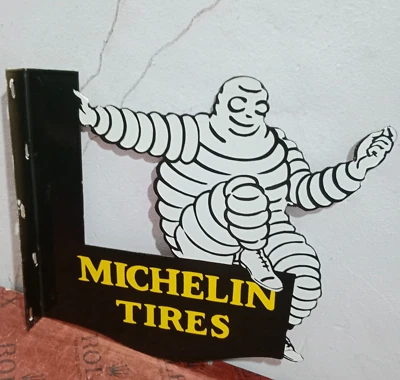 Michelin Tires Porcelain Enamel Sign 22 x 18 Inches 2 Sided - Image 1 of 4