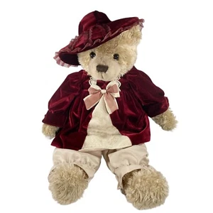 Abito vittoriano JC Penney 28′′ orso velluto rosso cappello peluche tè party - Foto 1 di 9