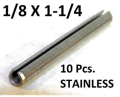 (10 Pcs) 420 S.S. Slotted Roll Spring Pin 1/8  Dia X 1 1/4  Length STAINLESS NH • 6.99$