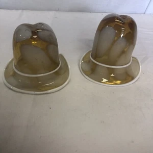 2 sombreros de vidrio soplado a mano estilo Murano con óvalos blancos esmerilados. - Imagen 1 de 7