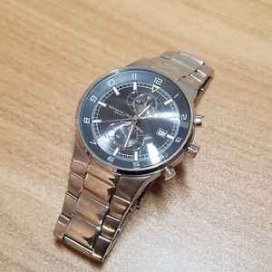 Kenneth Cole Chronograph Mens Watch Metallic Blue Dial Silver Case Bracelet 41mm - Picture 1 of 11