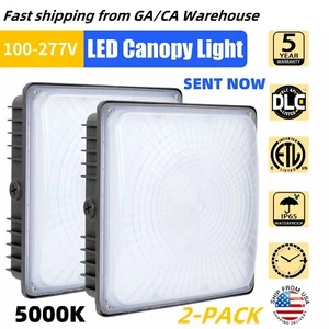 70W LED Canopy Lights 5000K Daylight White Gas Station Warehouse Lights, 2 Pack - Picture 1 of 13