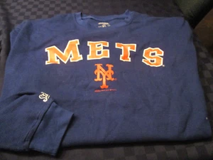 STITCHES NEW YORK METS MLB MENS WAFFLE KNIT THERMAL L/S SHIRT ROYAL BLUE LG - Picture 1 of 2