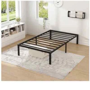 14" Metal Heavy Duty Platform No Box Spring Needed Easy Assembly Twin Bed Frame - Picture 1 of 4