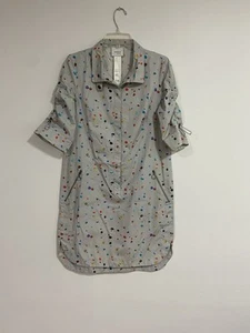 Akris Punto Boulder Print Gray Shirt Dress Rock Climbing Rainbow Dots Size 8 - Picture 1 of 6