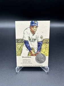 WILLIE MAYS AUTHENTICATED INK 1953 NICKEL COIN CARD GIANTS METS - Picture 1 of 2