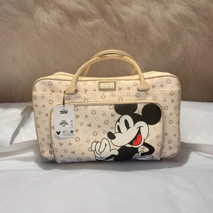 New With Tags Disney Beige Mickey Mouse Weekender Bag Crossbody Strap 18”L 9”W - Picture 1 of 10