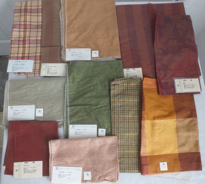 11 SILK and silk blend Kravet GP&J Baker samples scraps remnants 13" square -24" - Image 1 of 4