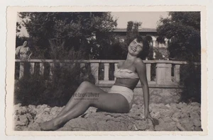 Pretty Attractive Young Woman Beach Bikini Swimsuit Female Snapshot Old Photo - Picture 1 of 7