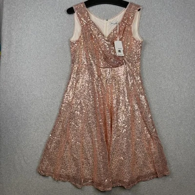 Grace Karin Sequin Party Dress Rose Gold Sleeveless Fit & Flare Women’s XL NWT - Image 1 of 4