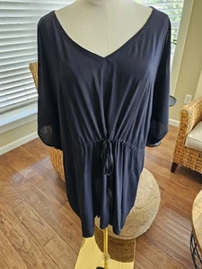 Copricostume da bagno donna Lands' End taglia XL Petite nero spiaggia piscina resort - Foto 1 di 5