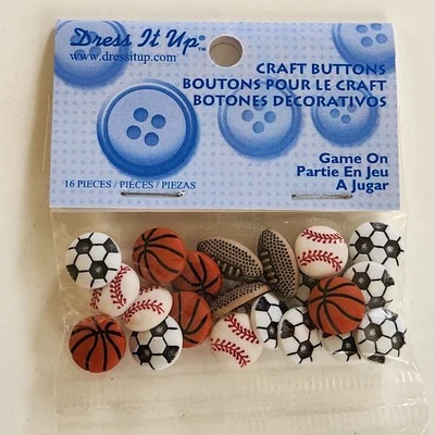 Dress It Up Buttons Game On Sports Balls Jesse James Embellishments Shank Back - Изображение 1 из 2