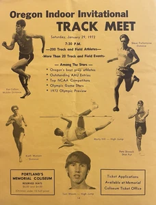 Oregon Indoor Invitational January 29, 1972 ad with Steve Prefontaine - Imagen 1 de 10