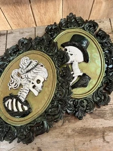 Man/woman Skeleton Framed Art Halloween - Picture 1 of 8