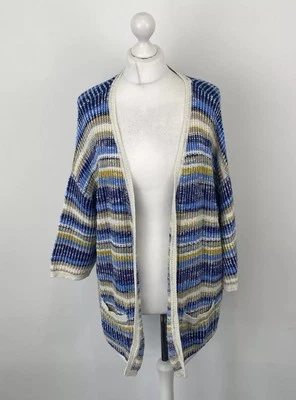 Seasalt Rosebay Cardigan Edge To Edge Striped Blue Size 16 UK Ladies Womens - Image 1 of 4