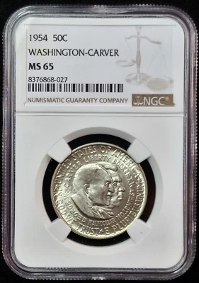 1954-P Washington- Carver Silver Half Dollar- NGC Graded MS 65 Lustrous Specimen - Image 1 of 4