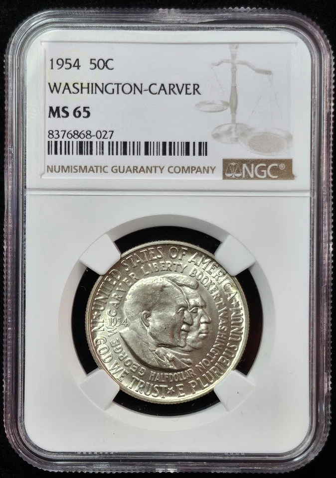1954-P Washington- Carver Silver Half Dollar- NGC Graded MS 65 Lustrous Specimen - Image 1 of 4