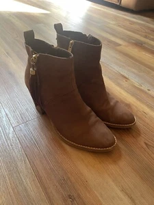 Steven By Steve Madden Beti Chestnut Nubuck Heel Ankle Boots Women Sz 8 - Picture 1 of 5