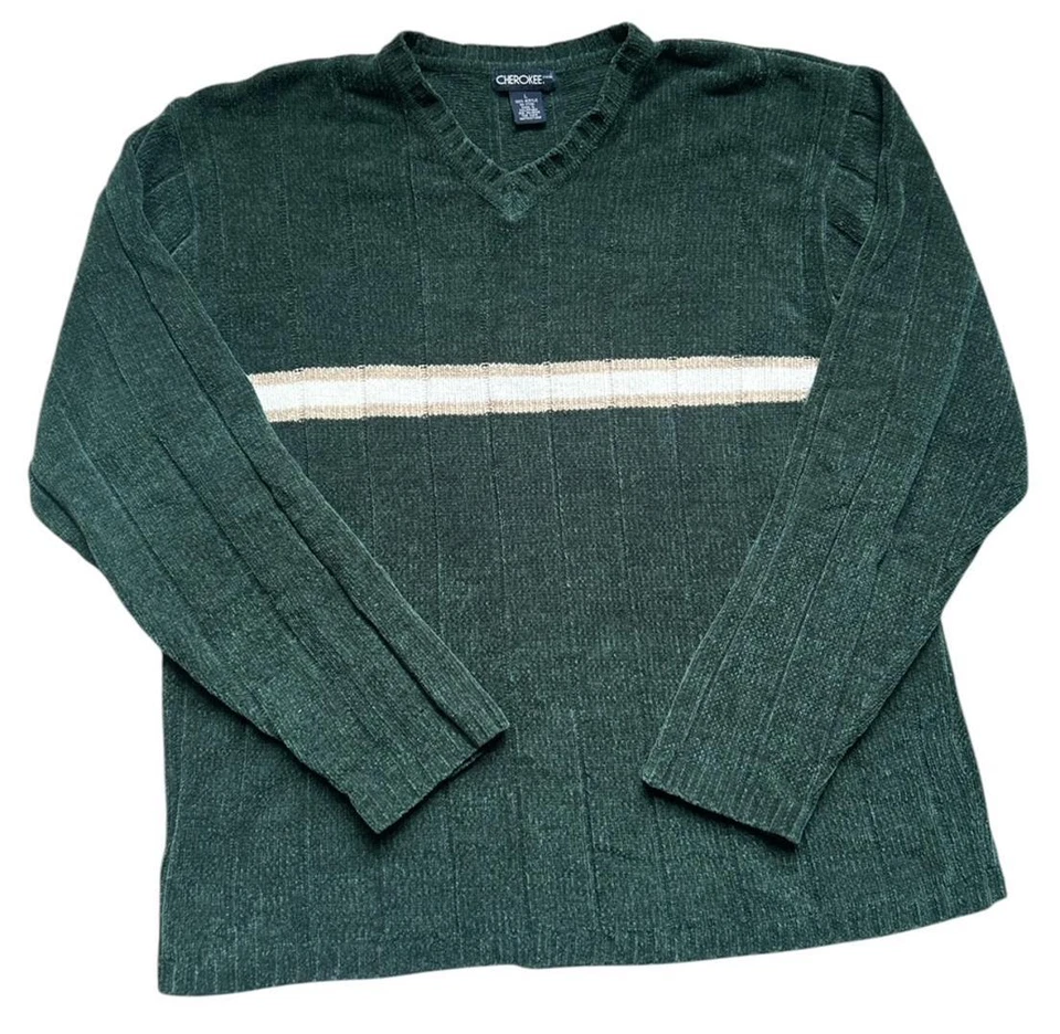 VTG Sweater Green Oversize Mens Size L Pullover 90s Grunge Y2K Skater Streetwear - Image 1 of 4