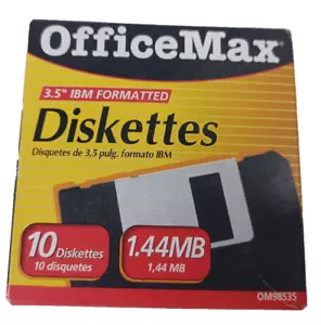 OfficeMax 1.44 MB Diskettes 3.5" Inch IBM Formatted 10 Count New Sealed - Picture 1 of 1