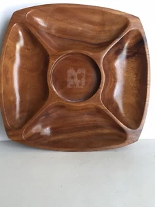 Bandeja de madera dividida Home 4 centro circular 12"" x 12,5"" hecho en Filipinas-Objetivo - Imagen 1 de 9