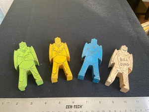 Set of 4 Vintage Wooden Toys Bill Ding Stacking Clowns - Various Colors - Picture 1 of 4