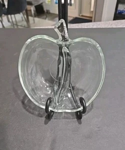 Vintage Colony Glass Apple Dish Bowl Divided Candy Dip Sauce Clear 6" Teacher - Picture 1 of 4