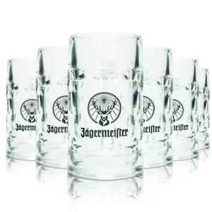 6x Jägermeister Shotglas Schnapsglas 5cl Bierkrug Stamper Kurzegläser Likörglas - Bild 1 von 4