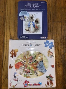 2 Bücher Peter Rabbit 46 Magnet Blech Spielset & Buch + Rätselbuch - Bild 1 von 5