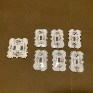 Vintage Arnart Creation Porcelain Light Switch Plate Cover Floral 6 Single 1 Dbl - Picture 1 of 11