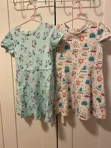 Abito Cat & Jack bambina confezione da 2 maniche corte aderente e svasato taglia 5 unicorno bianco acqua/acqua - Foto 1 di 8