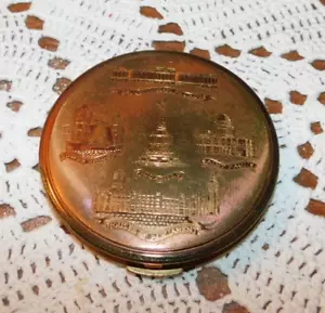 Vintage Goldtone Metal Makeup Powder Compact with Mirror London - Picture 1 of 7