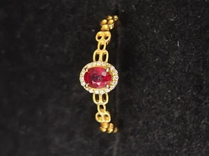 Certified 18k Yellow Gold Natural Ruby Genuine Diamond Ring Size P 18042 - Picture 1 of 6