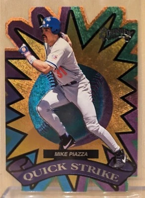 1998 Skybox Circa Thunder QUICK STRIKE #9 Mike Piazza HOF RARE DIE CUT INSERT - Image 1 of 2