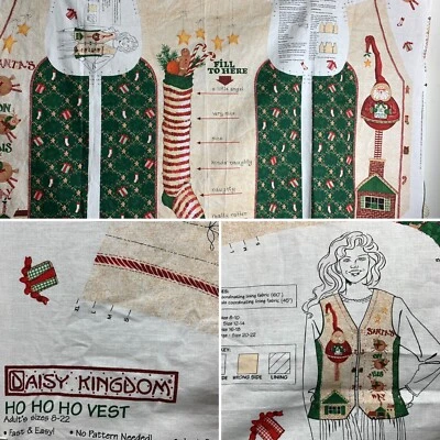 Vintage Daisy Kingdom Hohoho Vest Cut to Sew Fabric Pattern Panel - Image 1 of 4